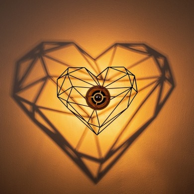 Heart Megapap E27 wall lamp in black color 47x12x40cm.