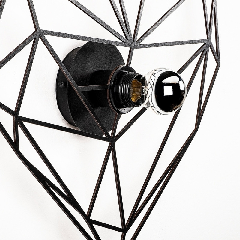 Heart Megapap E27 wall lamp in black color 47x12x40cm.