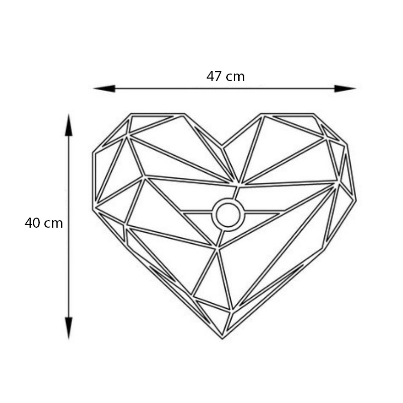 Heart Megapap E27 wall lamp in black color 47x12x40cm.