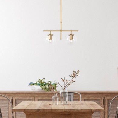 Nilufer Megapap E27 metallic two-light ceiling light in gold color 52x15x76cm.