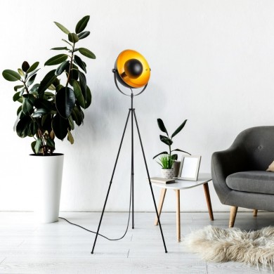 Grando Megapap metal floor lamp in black - gold vintage color Ø62x160cm.