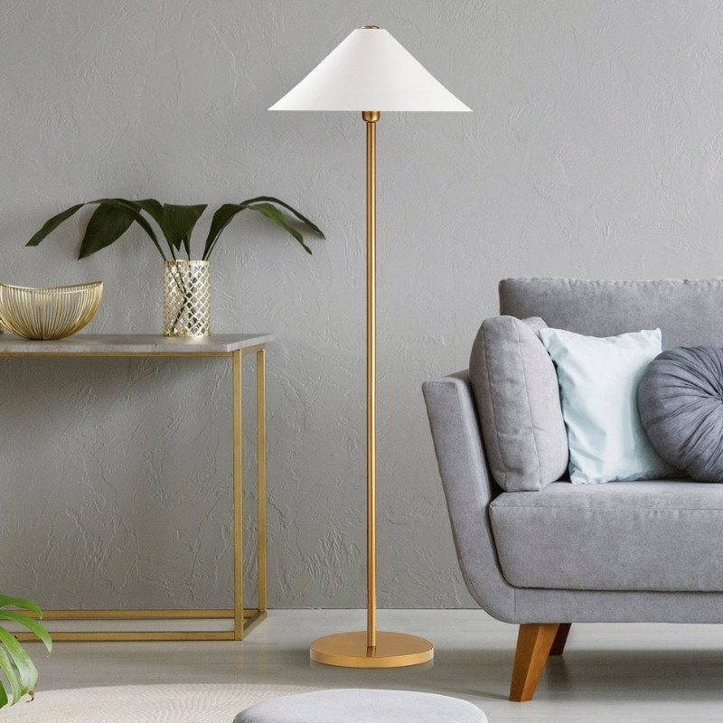 Cansu Megapap metal floor lamp in white - gold color Ø46x150cm.