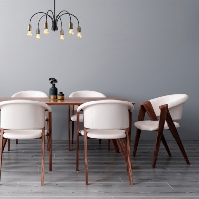 Samba Megapap E27 metallic six-light ceiling light in black color Ø68x50cm.