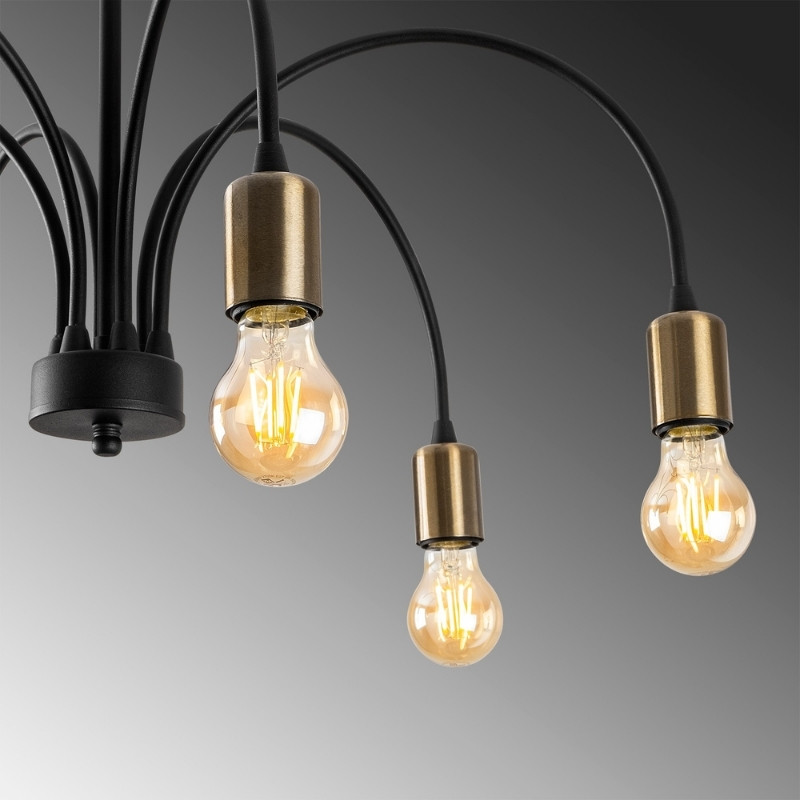 Samba Megapap E27 metallic six-light ceiling light in black color Ø68x50cm.