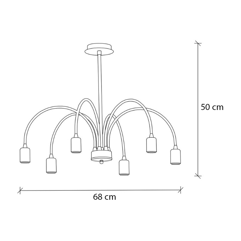 Samba Megapap E27 metallic six-light ceiling light in black color Ø68x50cm.