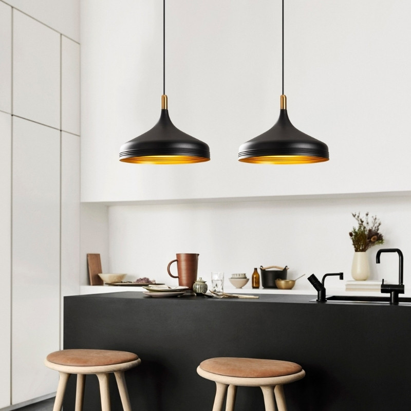 Franko Megapap E27 metallic two-light ceiling light in black - gold color 68x36x132cm.