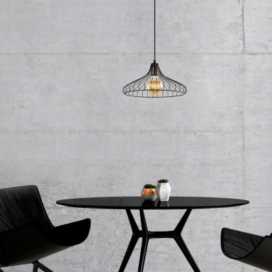 Adda Megapap E27 metallic ceiling lamp in black color Ø36x120cm.