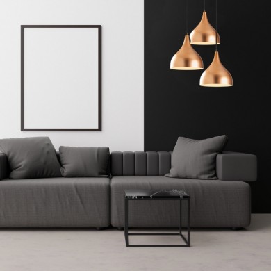 Oslo Megapap E27 metallic three-light ceiling light in copper color 47x30x122cm.