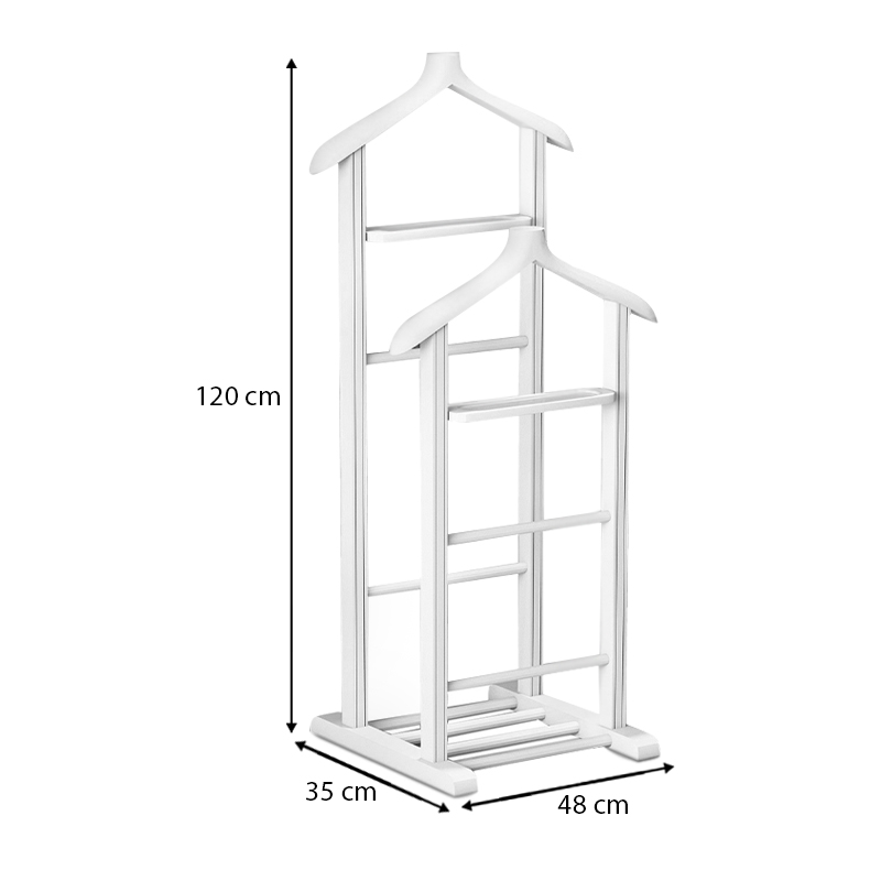 Beta II Megapap wooden floor hanger in white color 48x35x120cm.