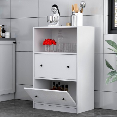 Felix Flat Megapap Kitchen - Bathroom melamine cabinet in white color 65,4x40x103,2cm.