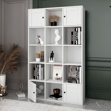 Felix Megapap melamine bookcase in white color 97,2x30x160,8cm.
