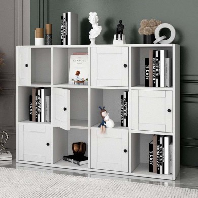 Felix Megapap melamine bookcase in white color 129x30x97,2cm.
