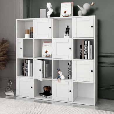 Felix Megapap melamine bookcase in white color 129x30x129cm.