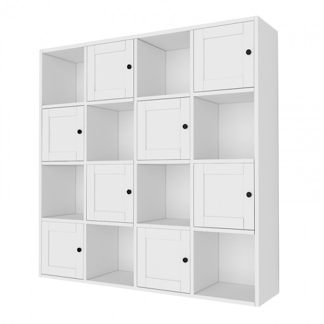 Βιβλιοθήκη Felix Megapap χρώμα λευκό 129x30x129εκ.