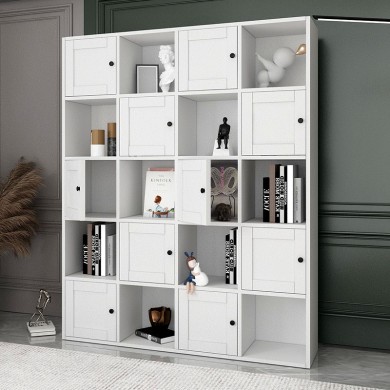 Felix Megapap melamine bookcase in white color 129x30x160,8cm.