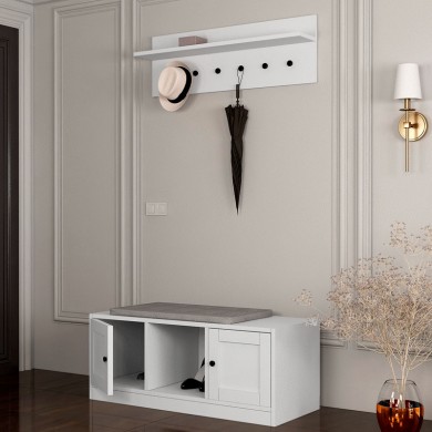 Felix Megapap melamine entrance furniture in white color 97,2x40x39,6cm.