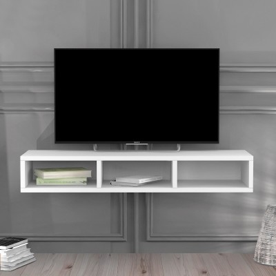 Έπιπλο τηλεόρασης επιτοίχιο Oliver Megapap χρώμα λευκό 97,2x30x15εκ.