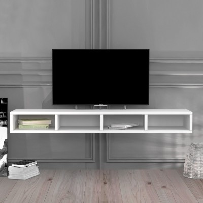 Έπιπλο τηλεόρασης επιτοίχιο Oliver Megapap χρώμα λευκό 129x30x15εκ.