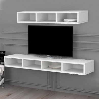 Wall TV furniture Oliver Megapap made of melamine color white 97,2x30x15cm.