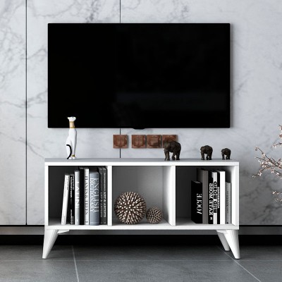 Έπιπλο τηλεόρασης Oliver Megapap χρώμα λευκό 97,2x30x48,6εκ.