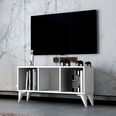 Έπιπλο τηλεόρασης Oliver Megapap χρώμα λευκό 97,2x30x48,6εκ.