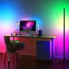 Φωτιστικό δαπέδου RGB LED Space Megapap με ασύρματο χειριστήριο χρώμα μαύρο Ø25x112εκ.