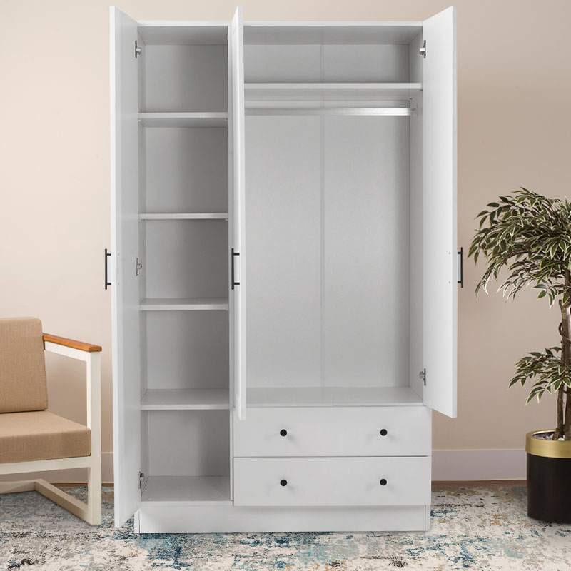 Jenna Megapap 3 doors wardrobe in white color 105x50x182cm.