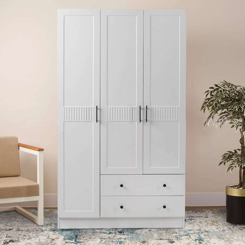 Jenna Megapap 3 doors wardrobe in white color 105x50x182cm.