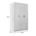 Jenna Megapap 3 doors wardrobe in white color 105x50x182cm.