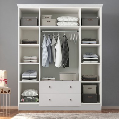 Emily Megapap 4 doors wardrobe in white color 140x50x210cm.