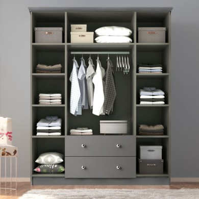 Emily Megapap 4 doors wardrobe in anthtacite color 140x50x210cm.