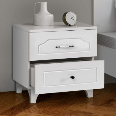 Assos Megapap nightstand in white color 45x42x55cm.