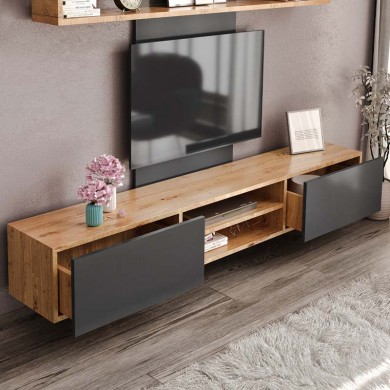Giacomo Megapap TV Unit in sapphire oak - anthracite color 180x40x45cm.