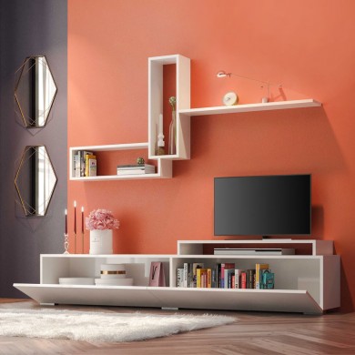 Odessa Megapap TV Unit in white color 180x37x47cm.