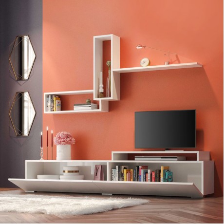 Odessa Megapap TV Unit in white color 180x37x47cm.