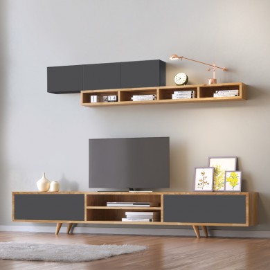 Serine Megapap TV Unit in sapphire oak - anthracite color 170x37x45cm.