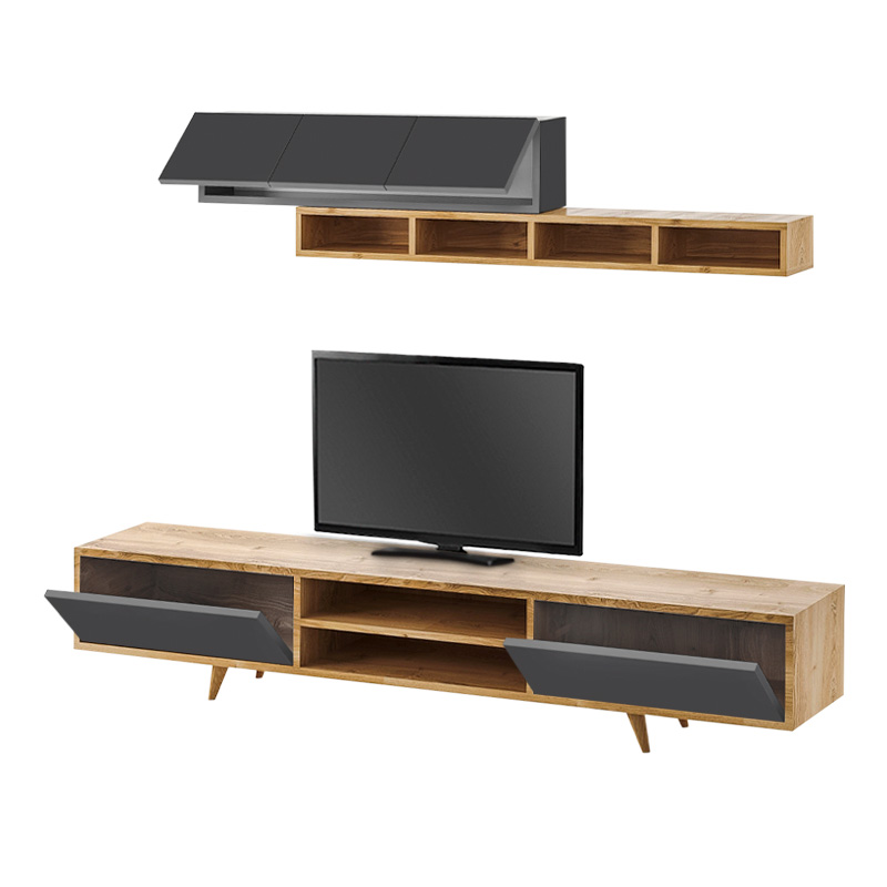Serine Megapap TV Unit in sapphire oak - anthracite color 170x37x45cm.