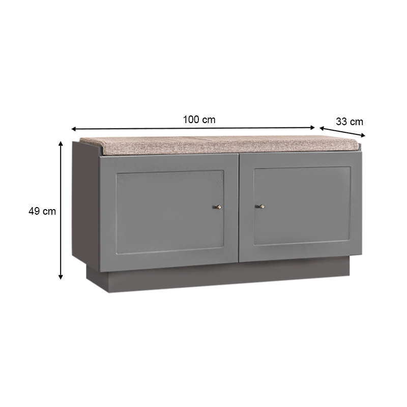 Henry Megapap shoe cabinet in anthracite color 100x33x49cm.