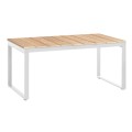 Poseidon Megapap garden table metal - solid wood in white - natural color 180x92x75cm.