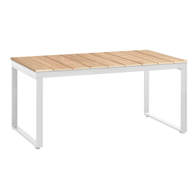 Poseidon Megapap garden table metal - solid wood in white - natural color 180x92x75cm.