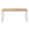 Poseidon Megapap garden table metal - solid wood in white - natural color 180x92x75cm.