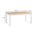 Poseidon Megapap garden table metal - solid wood in white - natural color 180x92x75cm.