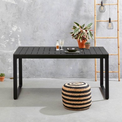 Poseidon Megapap garden table metal - solid wood in black color 150x82x75cm.