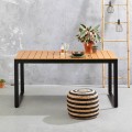 Poseidon Megapap garden table metal - solid wood in black - walnut color 150x82x75cm.