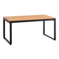 Poseidon Megapap garden table metal - solid wood in black - walnut color 150x82x75cm.