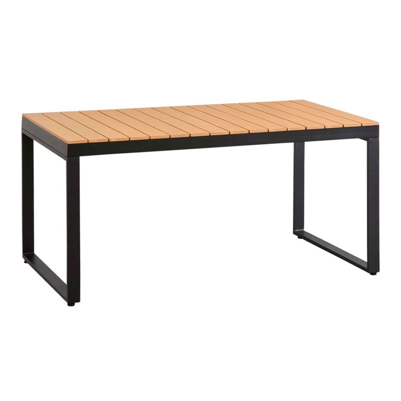 Poseidon Megapap garden table metal - solid wood in black - walnut color 150x82x75cm.