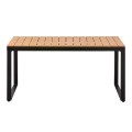 Poseidon Megapap garden table metal - solid wood in black - walnut color 150x82x75cm.