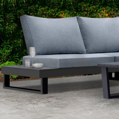 Corner garden sofa Lyra Megapap set of 3 metal-wood color black