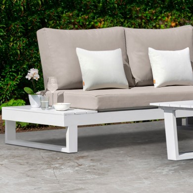 Corner garden sofa Lyra Megapap set of 3 metal-wood color white