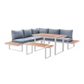 Corner garden sofa Artemis Megapap set of 4 metal-wood color white - walnut